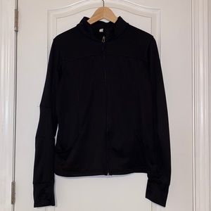 Black exercise/running jacket with thumb holes